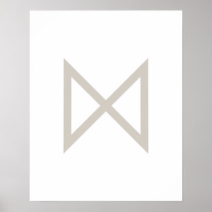 Greige Geometric Dagaz (Day) Viking Rune Poster