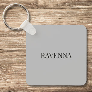 Greige Luxury Personalized Serif Name Gift For Her Key Ring