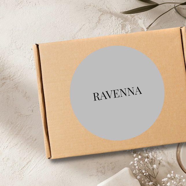 Greige Luxury Serif Personalised Custom Name Classic Round Sticker (Creator Uploaded)