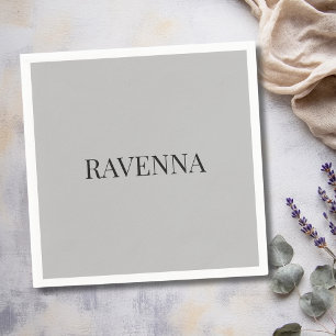 Greige Luxury Serif Personalised Custom Name Napkin