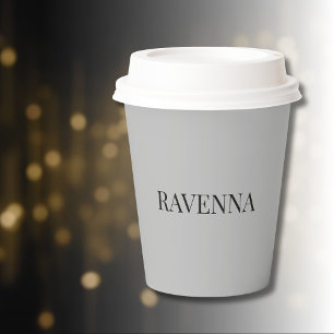 Greige Luxury Serif Personalised Custom Name Paper Cups