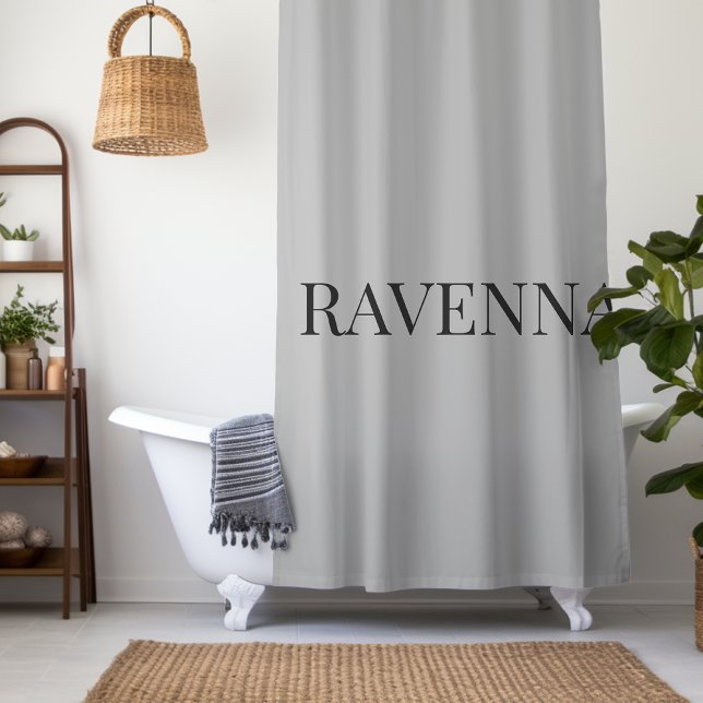 Greige Luxury Serif Personalised Custom Name Shower Curtain (Creator Uploaded)