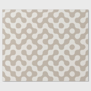 Greige Mid Century Modern Geometric Organic Shapes Wrapping Paper