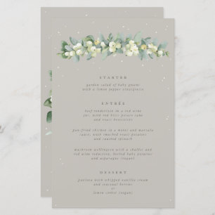 Greige Snowberry+Eucalyptus 3 Course Wedding Menu
