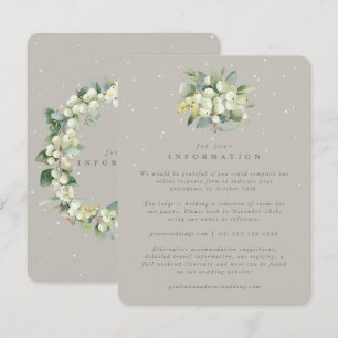 Greige Snowberry+Eucalyptus Bouquet Wedding Info Enclosure Card