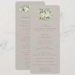 Greige Snowberry+Eucalyptus Bouquet Winter Wedding Programme