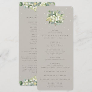 Greige Snowberry+Eucalyptus Bouquet Winter Wedding Programme