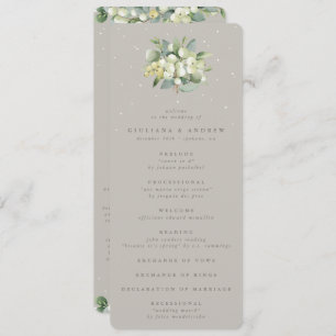 Greige Snowberry+Eucalyptus Bouquet Winter Wedding Programme