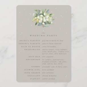 Greige Snowberry+Eucalyptus Bouquet Winter Wedding Programme