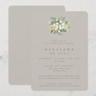 Greige Snowberry+Eucalyptus Bridal Shower Invitation