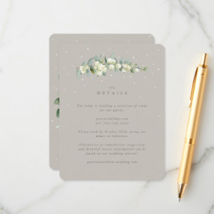 Greige Snowberry+Eucalyptus Stem Wedding Details Enclosure Card