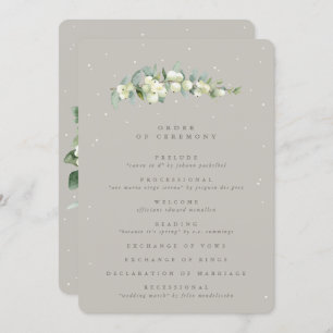 Greige Snowberry+Eucalyptus Stem Winter Wedding Programme
