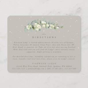 Greige Snowberry+Eucalyptus Wedding Directions Enclosure Card