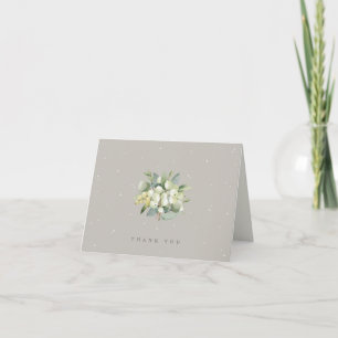 Greige Snowberry+Eucalyptus Wedding Note Thank You Card