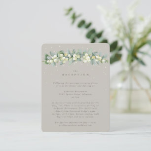 Greige Snowberry+Eucalyptus Wedding Reception Enclosure Card