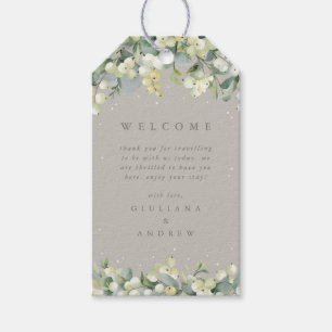 Greige Snowberry+Eucalyptus Wedding Welcome Gift Tags