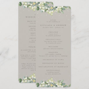 Greige Snowberry+Eucalyptus Winter Wedding Programme