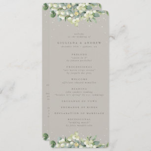 Greige Snowberry+Eucalyptus Winter Wedding Programme