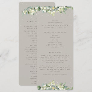 Greige Snowberry+Eucalyptus Winter Wedding Programme