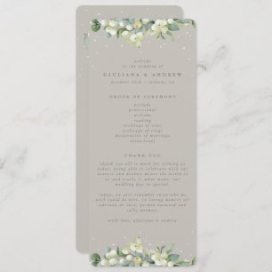 Greige Snowberry+Eucalyptus Winter Wedding Programme