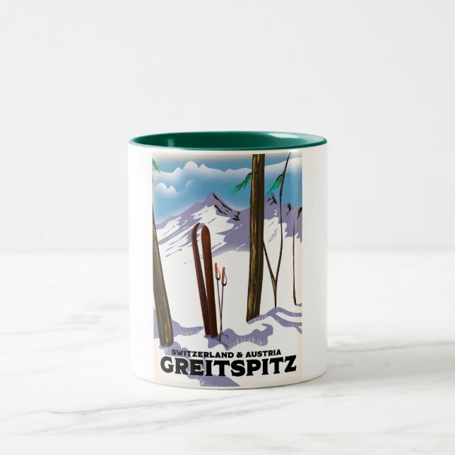 Greitspitz Switzerland & Austria Ski poster Two-Tone Coffee Mug (Center)