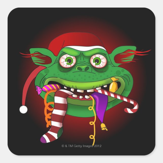 Gremlin Eating Candy Square Sticker (Front)