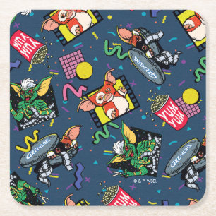 Gremlins™ 80's Retrowave Pattern Square Paper Coaster