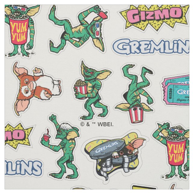 Gremlins™ Sticker Fun Pattern Fabric (Swatch)