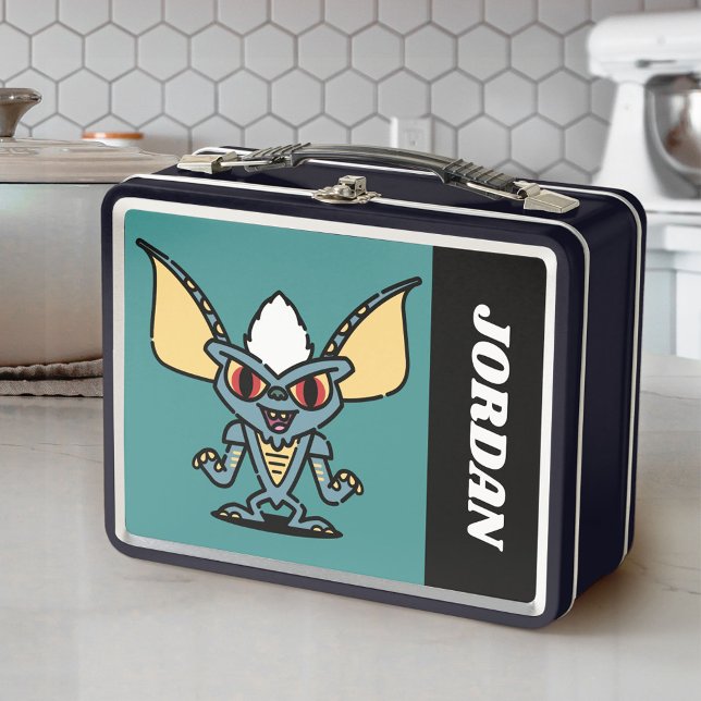 Gremlins | Stripe Cute Comic | Add Your Name Metal Lunch Box (Lunchbox on counter)