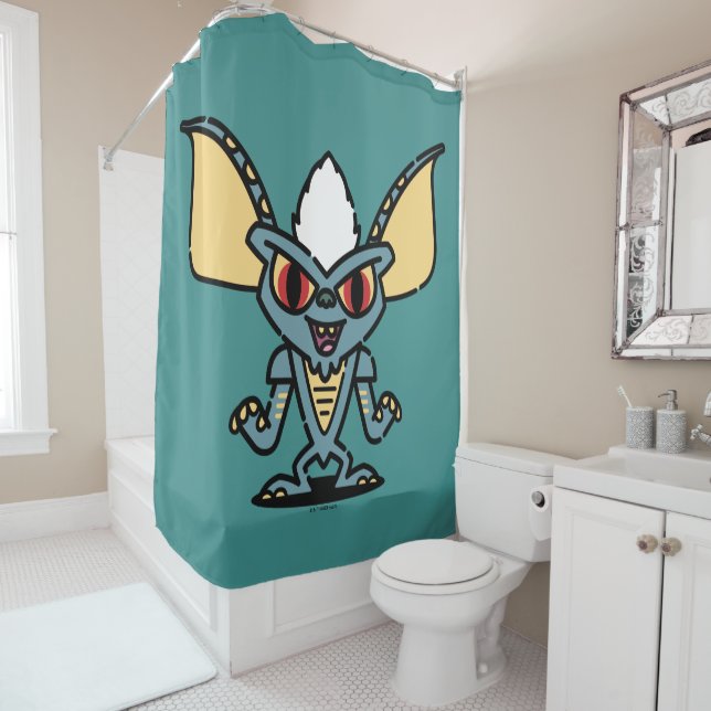 Gremlins | Stripe Cute Comic Character Shower Curtain (In Situ)