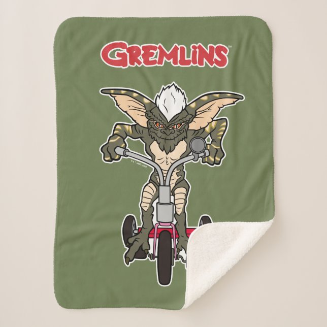 Gremlins | Stripe Riding Tricycle Sherpa Blanket (Front)