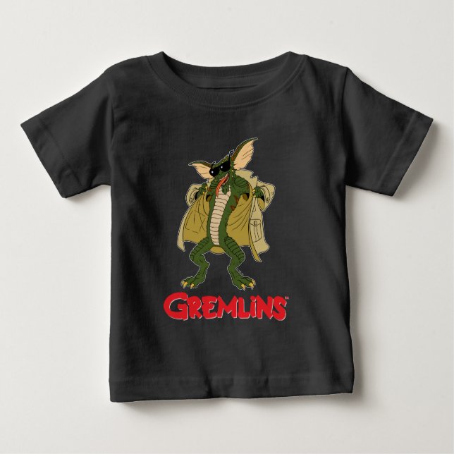 Gremlins | Stripe Trench Coat Flash Baby T-Shirt (Front)