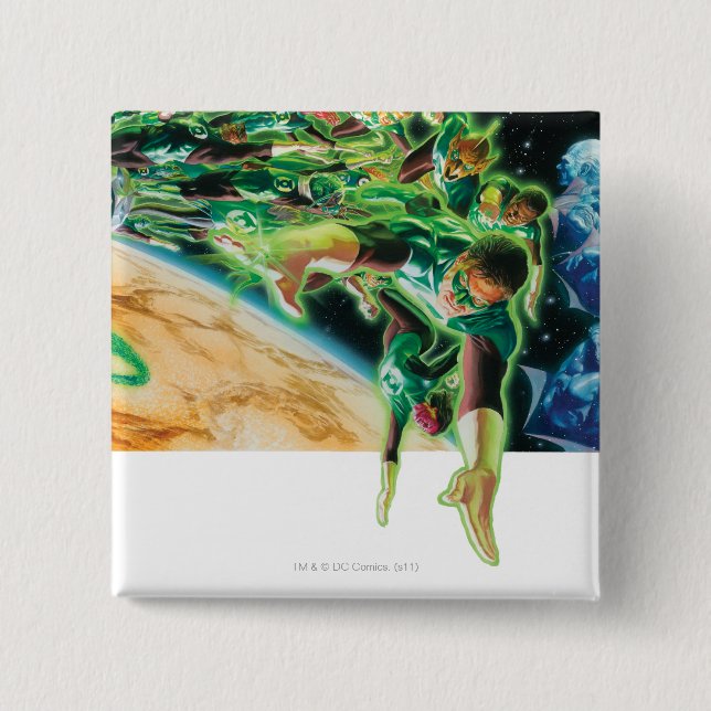 Gren Lanterns Flying in Space 15 Cm Square Badge (Front)