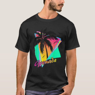 Grenada 80s Tropical Summer sunset Palm Tree Sunse T-Shirt