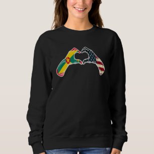 Grenada American USA Flag   USA Grenadian Heart Sweatshirt