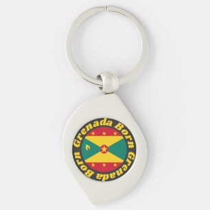 Grenada Born   Colourful Grenadian Flag Typography Key Ring