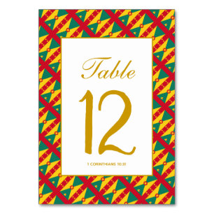 GRENADA CARRIACOU Celebration Wedding Banquet Table Number