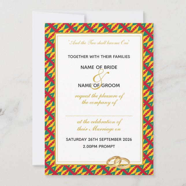 GRENADA CARRIACOU Christian Scripture Wedding Invitation (Front)