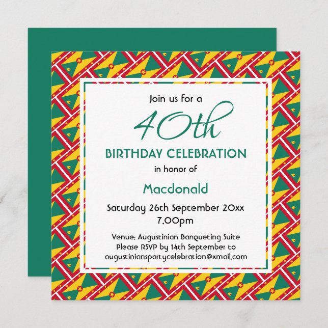 GRENADA CARRIACOU FLAG Custom Birthday Celebration Invitation (Front/Back)