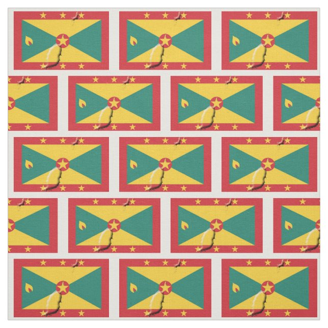 GRENADA CARRIACOU FLAG Map Outline Fabric (Swatch)