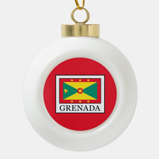 Grenada Ceramic Ball Christmas Ornament (Front)