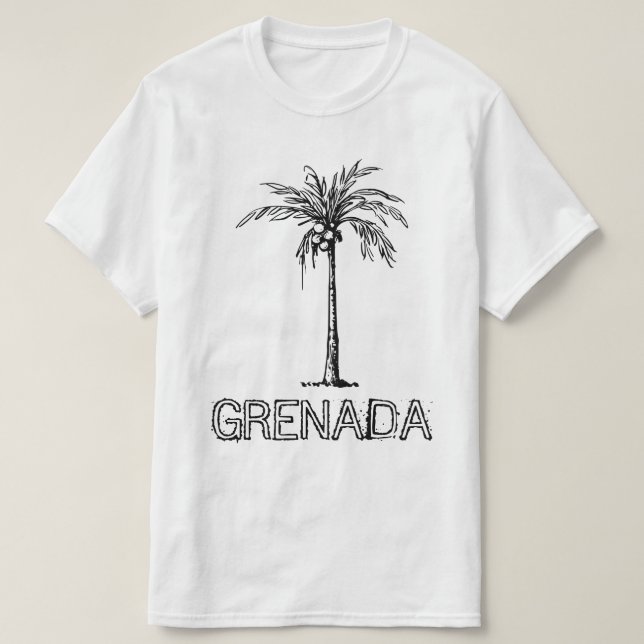 Grenada coconut tree black & white design T-Shirt (Design Front)
