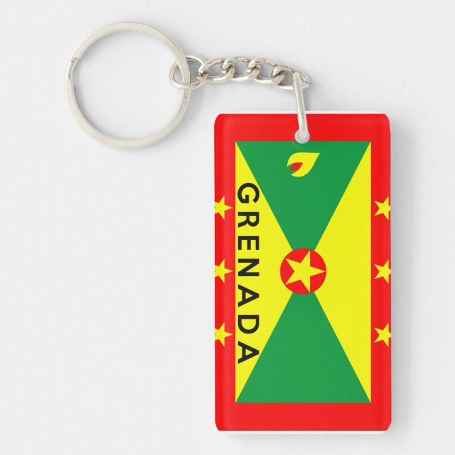 grenada country flag symbol name text key ring (Front)
