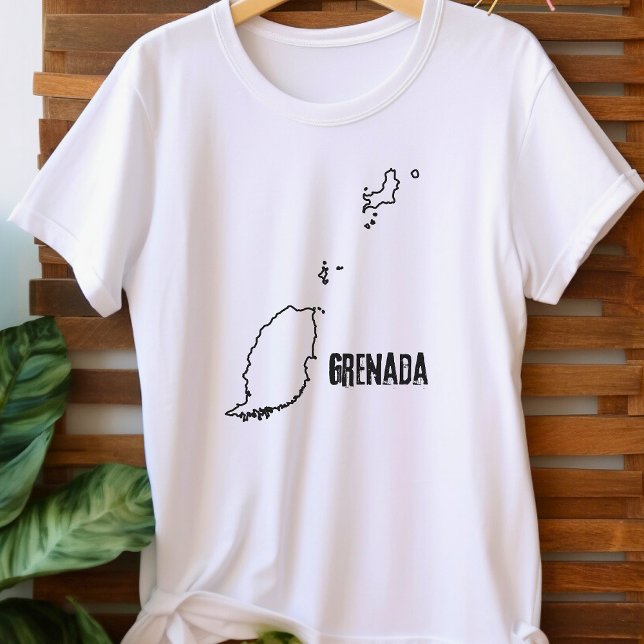 Grenada Country Map Outline Grenadian Border Line T-Shirt (Creator Uploaded)