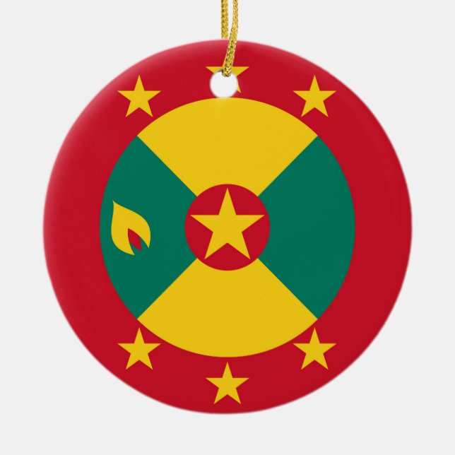 Grenada flag ceramic tree decoration (Front)