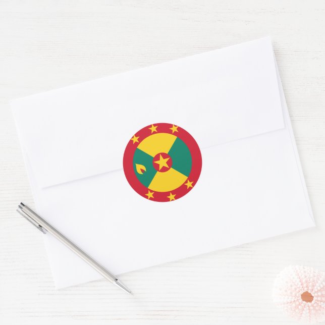 Grenada flag classic round sticker (Envelope)