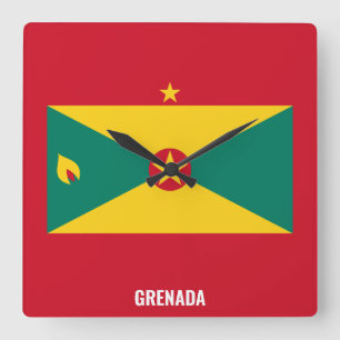 Grenada Flag Dazzling Patriotic Square Wall Clock