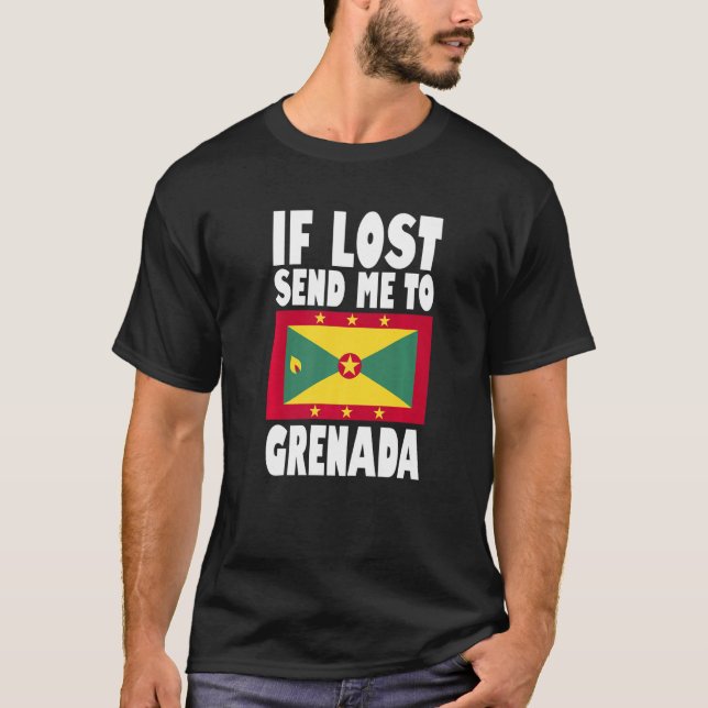 Grenada Flag Design  If lost send me to Grenada Pr T-Shirt (Front)