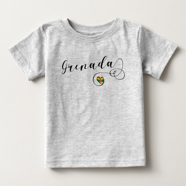 Grenada Flag Heart, Grenadian Baby T-Shirt (Front)