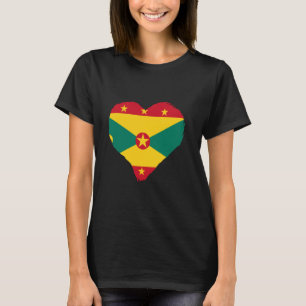 Grenada Flag Heart Patriotic Grenadian Roots Grena T-Shirt
